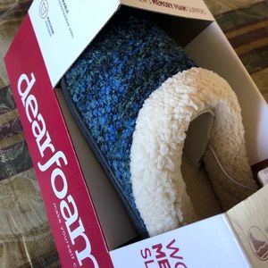 Blue & green memory foam slippers